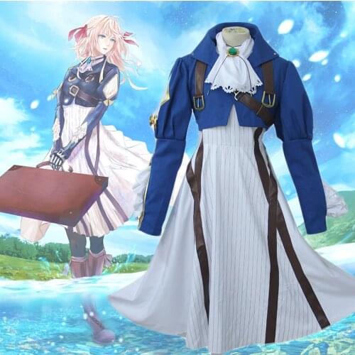 Violet Evergarden Cosplay Costume For Women Girls Anime Dresses Jacket Gloves Suits Wig Fancy Party Halloween Costume C170K166