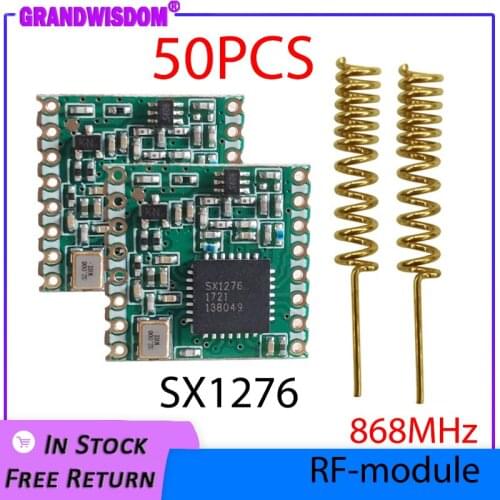 50pcs 868MHz super low power RF LoRa module SX1276 chip Long-Distance communication Receiver and Transmitter SPI IOT+ antenna