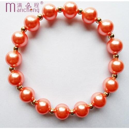 Good qualtity 10mm Pearl CCB bead Bridal bracelet jewelry 2021 new design Rose red pearl beads bracelet for wedding party gift