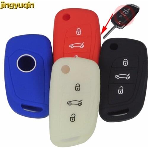 Jingyuqin 10pcs 3 Buttons Silicone Folding Key Cover For Modified Citroen C4 C5 DS4 For Peugeot 107 207 307 407 308 607 Key Case