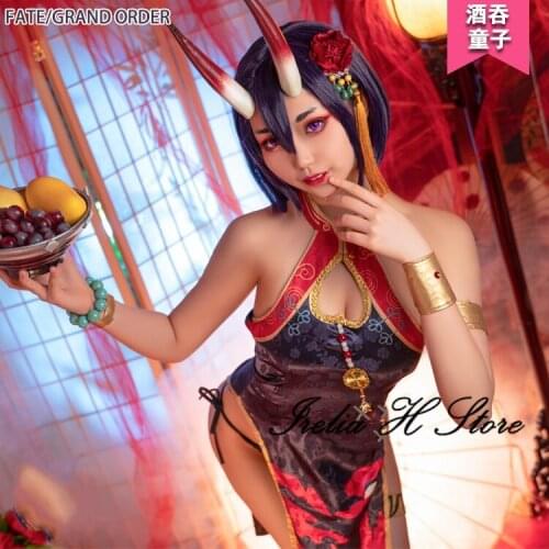 Caren FGO Cosplay Fate/Grand Order Fan art Shuten Douji Cosplay Costume Shuten Cheongsam Dress female
