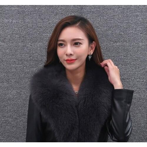 Short Genuine Leather Jacket Women Big Fox Fur Collar Sheepskin Coat Slim Womens Down Jackets Chaquetas Mujer 2020 KJ3573