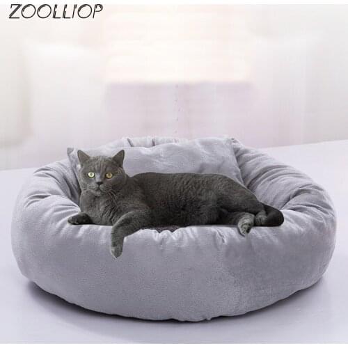 Round Plush Cat Bed House Soft Long Plush Best Pet Dog Bed For Dogs Products Nest Winter Warm Sleeping Cat Pet Bed Mat Cat House