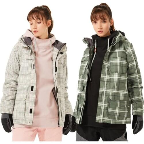 Men Women Ski Jackets Winter Outdoor Windproof Waterproof Warm Plaid Breathable Warm Skiing Jacket Couple Snowboarding Jacket