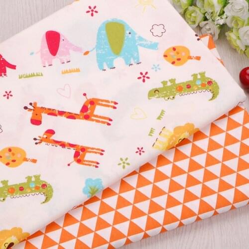 Cute Orange Cartoon Animal Tri angel Cotton fabric DIY sewing uphostery craft for Baby Pachwork Quilting Sheets Material Tecidos