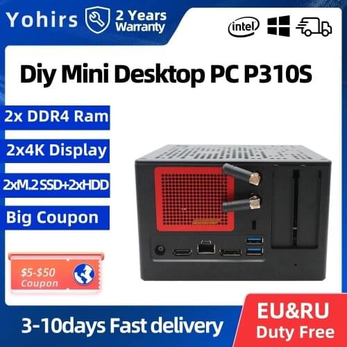Intel B360 Powerful Mini Pc 10th Core i9 10900T i7 10700T 10600T DDR4 Max 64GB 2*NVME Mini Desktop Host Fan Itx Game Computer