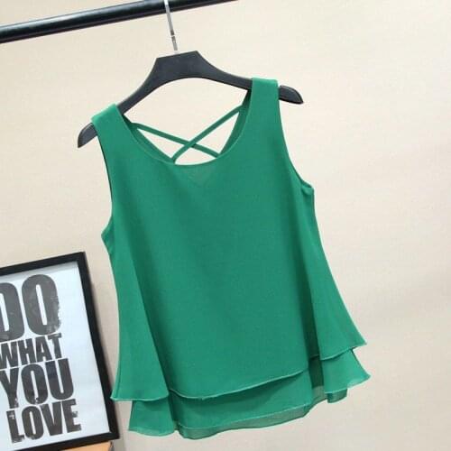 MOYISU Women Chiffon Blouses Plus size L-6XL 2021 New Summer sleeveless Loose Shirts Tops Blusa de talla grande