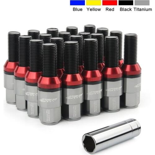 New20Psc Steel+aluminium alloy Taper lug bolt cone seat Wheel Bolts Lug Nuts with caps M12*1.25 M12*1.5 M14*1.25 M14*1.5 For BMW
