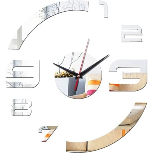 New wall clock acrylic mirror diy clock home decoration quartz watch Needle 3d stickers living room modern