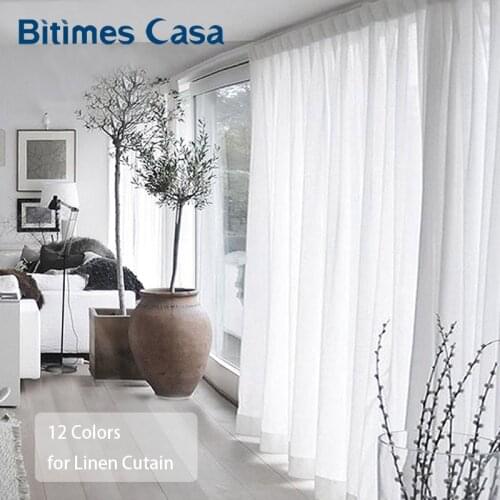 Solid Color Linen Windows Screen Tull For Livning Room Bedroom Curtain High Intensity Home Decoration