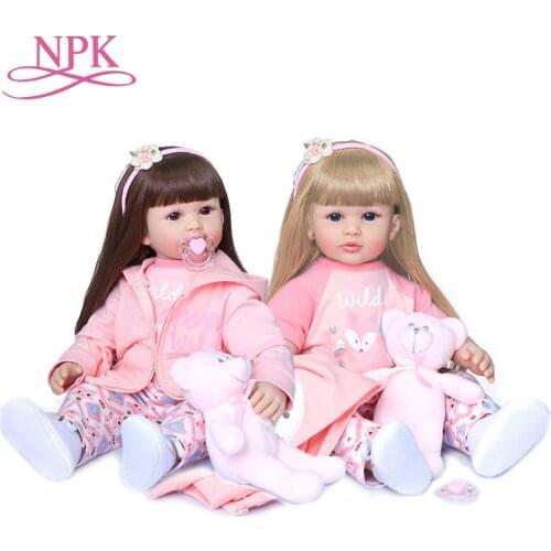 NPK Wholesale Soft Reborn Baby Doll Silicone 24 Inch Stuffed Girl Reborn Menina Boenca Educational Baby Toy For Birthday Gift