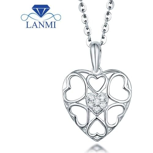Heart Diamond Pendant Necklace VS clarify Real 18K White Gold Lovely Fine Jewelry for Women Anniversary Wholesale Gift