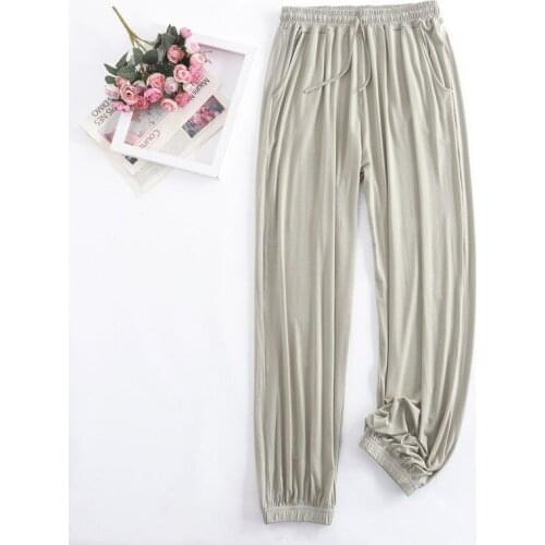 Soft Modal Cotton Sleepwear Women New Spring Autumn Loose Pajamas Pants Lounge Wear Homewear Trousers Pantalones De Mujer