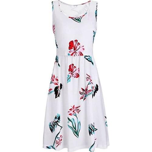 Women Sleeveless Round Neck Floral Print Maternity Nursing Dress Pregnancy Summer Casual Breastfeeding Tank Midi Dress