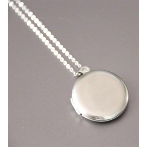 Everfast 1pc Smooth Photo Frame Geometric Round Pendant Necklaces Stainless Steel Charms Locket Necklace Women Memory Jewelry