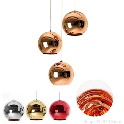 Mirror Glass Ball Globe Pendant Light Hanging Nordic Lamp Spherical Parlor Loft Rope Classic Home Luminaire Suspendu Fixture