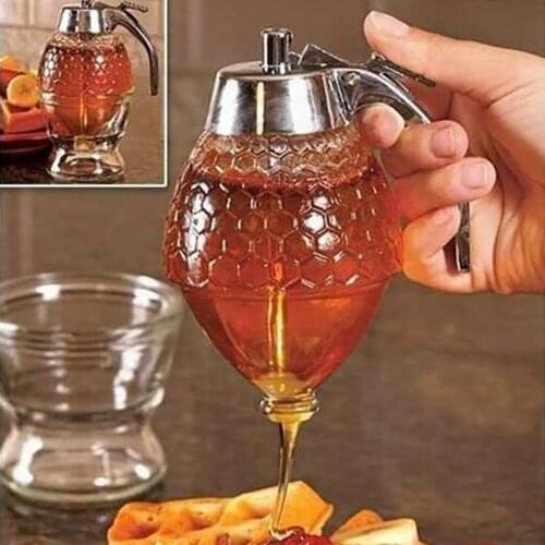 200ML Transparent Honey Drip Dispenser Kitchen Juice Syrup Container Jar Pot Honey Dispenser Useful Kitchen Supplies