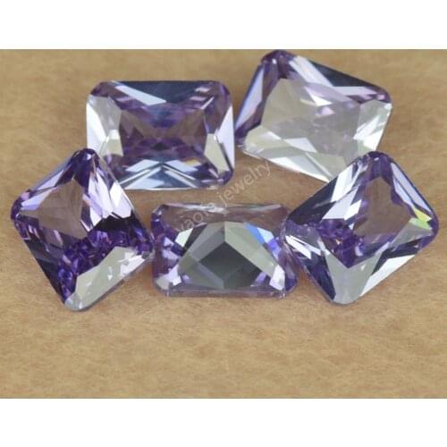 Sale 3X5mm~13X18mm 5A Deep Lavender Color Synthetic Gems Loose CZ Rectangle Octangle Shape Cut Cubic Zirconia Stone For Jewelry