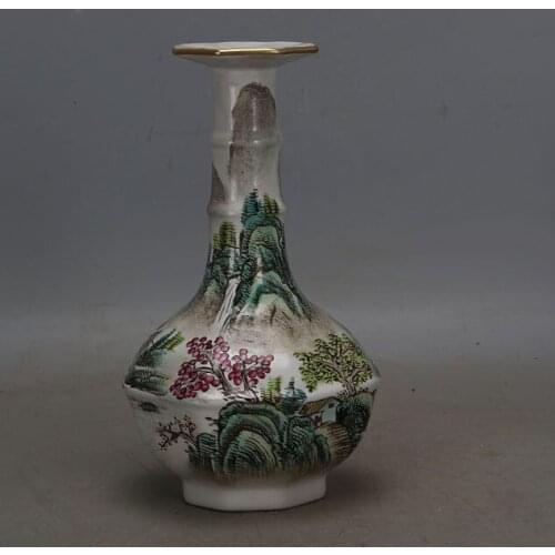 Rare Old China Songdyansty porcelain vase,white glaze painted landscape bottle,Hand Painted Decoration /Collection/ crafts