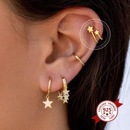 925 Sterling Silver Ear Needle Star Stud Earrings For Women Christmas Gift Ornament Personality Jewelry Stud Earrings