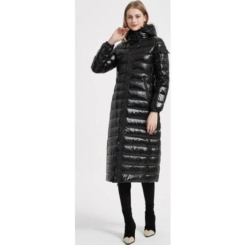 Ukraine Winter Slim Fit Long Down Jacket Winter Luxury Brand Hooded White Duck Down Jacket Feather Parka Mujer Overcoat PJ39