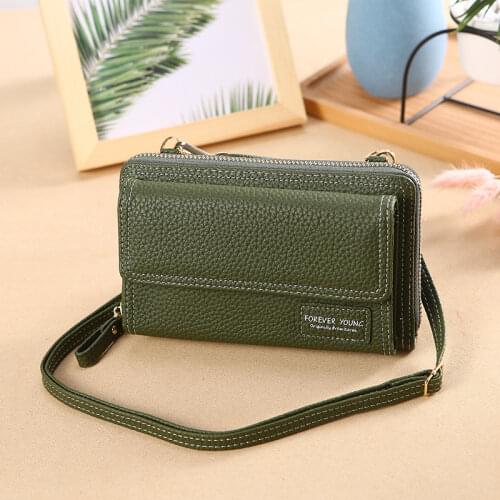 Womens Wallet Mini Crossbody Shoulder Bag Ladies Mobile Phone Bag Solid Color Purse Clutch Fashion PU Hasp Handbags Female