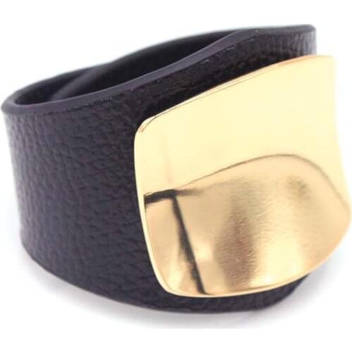 TOTABC Personality Leather Bracelet For Women with Alloy Buckle Adjustable Fashion Unisex Punk Bracelets & Bangles Jewelry