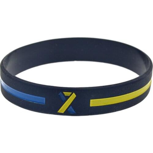 1PC Green Line Ribbon Silicone Wristband Black Adult Size