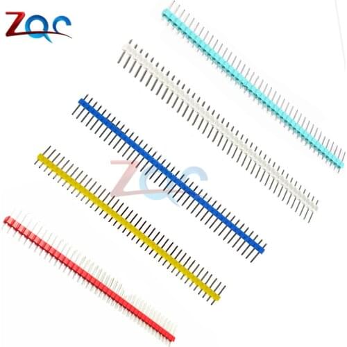 10PCS 40Pin 1x40P Male Breakable Pin Header Strip 2.54mm Long Blue Red White Green Yellow Connector