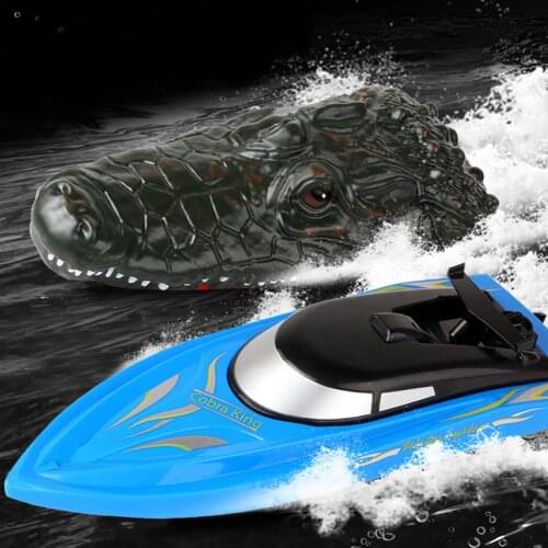 2.4G RC Boat Simulation Crocodile Head Racing SpeedBoat Electric Waterproof Spoof Toy Water Game 4 Channels Fei Lun Fishing