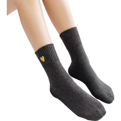 3 pairs/lot =6 pieces Winter Love Embroidery Women Socks Thick Warm Terry Socks Ladies Towel Bottom Tube Cotton Socks