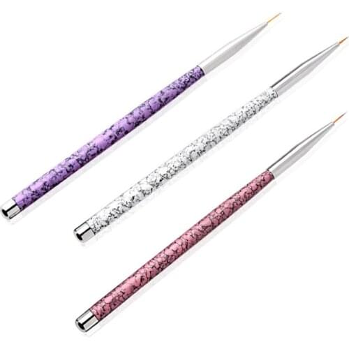3pcs/Set Nail Art Brush Liner Pens Lines Nail Painting Brush Drawing Pen Flower Handle Acrylic UV Gel Design Tips Manicure Tools