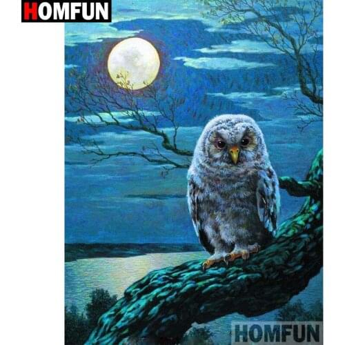 HOMFUN Full Square/Round Drill 5D DIY Diamond Painting "Animal owl" 3D Diamond Embroidery Cross Stitch Home Decor A20205