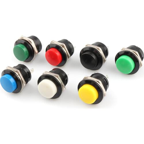 Free shipping 10PCS R13-507 16MM green dot from the reset button switch button switch without lock switch Hot wholesale