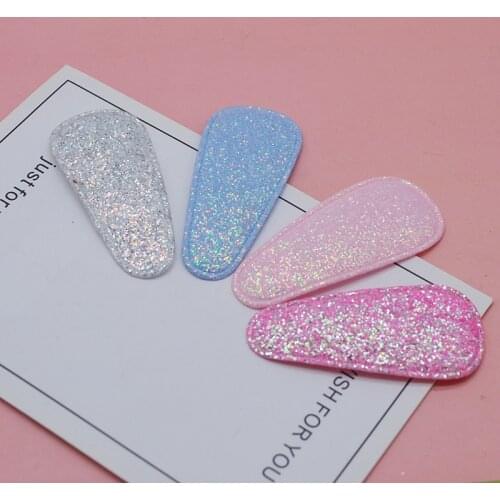 40pcs/lot 7cm glitter padded applique snap clip cover for BB Headdress clip accessories