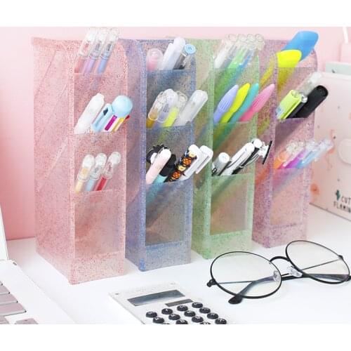 Tassel Flash Pencil Case Chalk Tube Desk Desktop Storage Box Stationery Shelf Transparent Makeup Brush Storage Tube