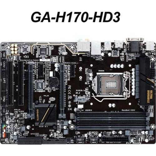 For GIGABYTE GA-H170-HD3 H170-HD3 Motherboard LGA 1151 DDR4 For Intel H170 H170M Desktop Mainboard PCI-E X16 3.0 Used