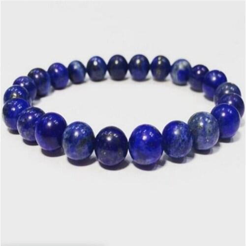 8mm natural Lazuli Gemstone Mala Elasticity Bracelet Yoga 7.5inches Monk Bless Stretchy Meditation Reiki Buddhism classical