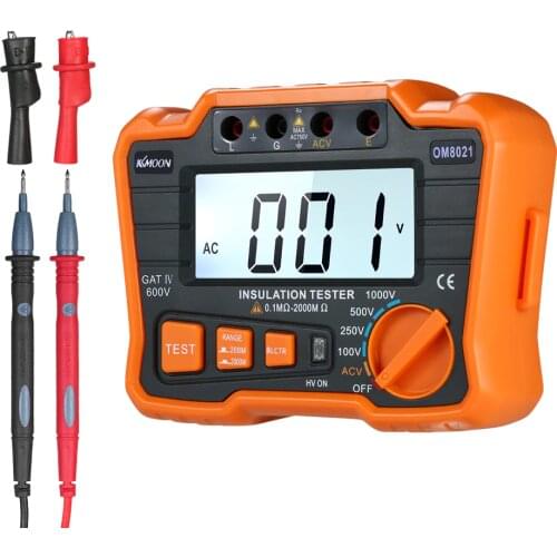 KKmoon DCV ACV Meter Insulation Resistance Tester 1000V Ground Megger Megohmmeter MegOhm Voltmeter LCD Backlight Display