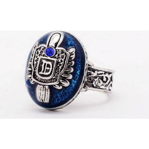 Lucky Power Cool Blue Gem Ring, The "Vampire Diaries" Letter "D"/ "S" Pattern Ring