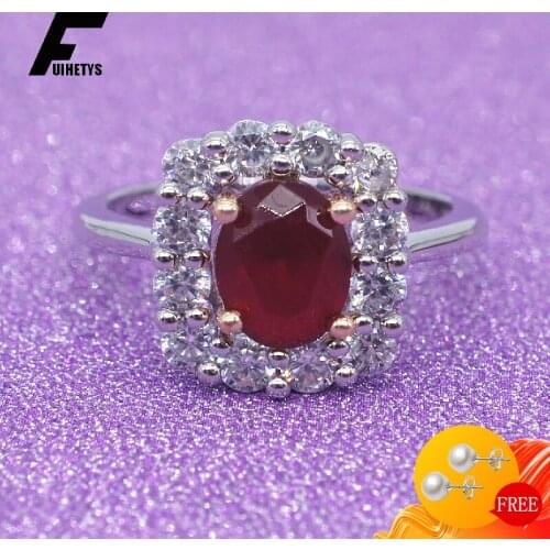 Vintage Women Ring 925 Silver Jewelry with Ruby Zircon Gemstone Finger Rings for Wedding Engagement Party Accessories Wholesale