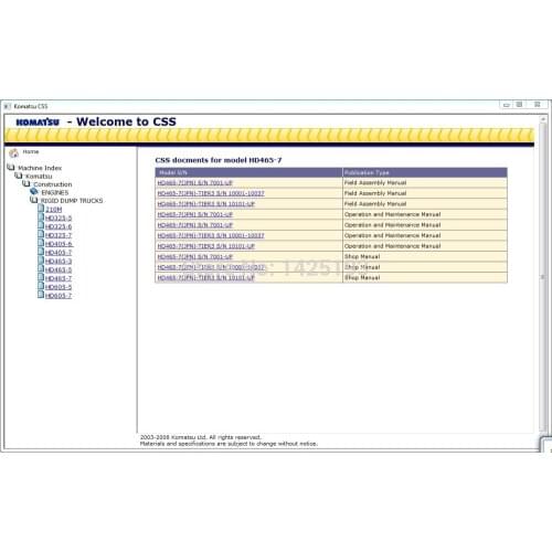 Komatsu CSS Construction Rigid Dump Trucks Shop Manuals