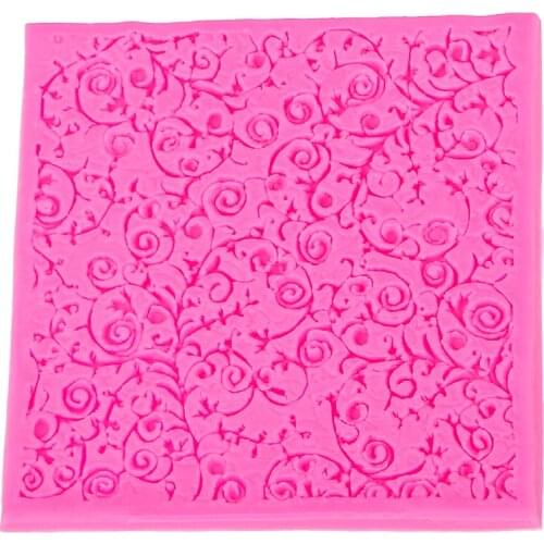 Lace Square Silicone Mold chocolate Fondant moulds baking DIY party cake Decorating Tools F0490