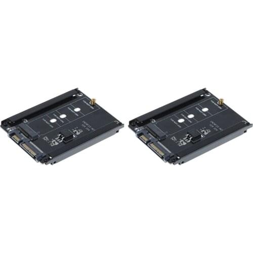 2Pcs Metal Case B+M Key M.2 NGFF SSD to 2.5 SATA 6Gb/S Adapter Card with Enclosure Socket M2 NGFF Adapter with Screws