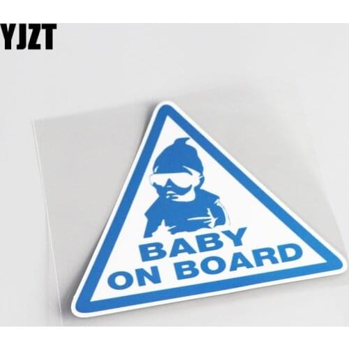 YJZT 13CM*11.1CM Fashion Reflective Baby On Board PVC Car Sticker Decal 13-0372