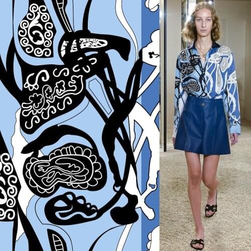 2021 New Digital Printed stretch Satin Fabric Custom Brand Fashion Womens Dress Shirt Cloth Special Price