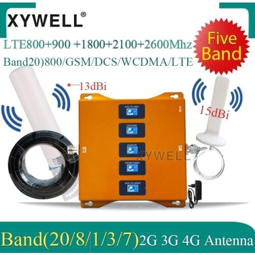 New!! Five-Band B20 800/900/1800/2100/2600mhz Mobile Cellular Booster 4G Repeater gsm 2g 3g 4g Cellular Amplifier LTE DCS WCDMA