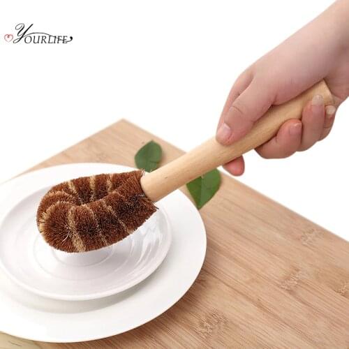 OYOURLIFE Natural Wooden Long Handle Pot Pan Brush kitchen Dish Bowl Tableware Washing Cleaning Brush Household Cleaning Tools