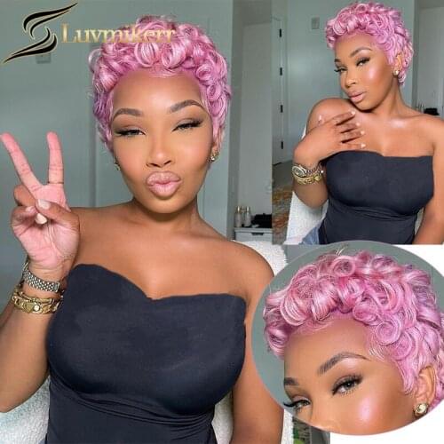 Pink Short Bob 613 Blonde Pixie Cut 4x4 Closure 13X2 Lace Frontal Wigs Human Hair Glueless For Black Women Transparet Front Wig