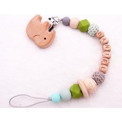 Personalized Name Pacifier Clips Silicone Baby Dummy Chain Wooden Customizable Nipple Holder Attachments Pendant Teat Cord New